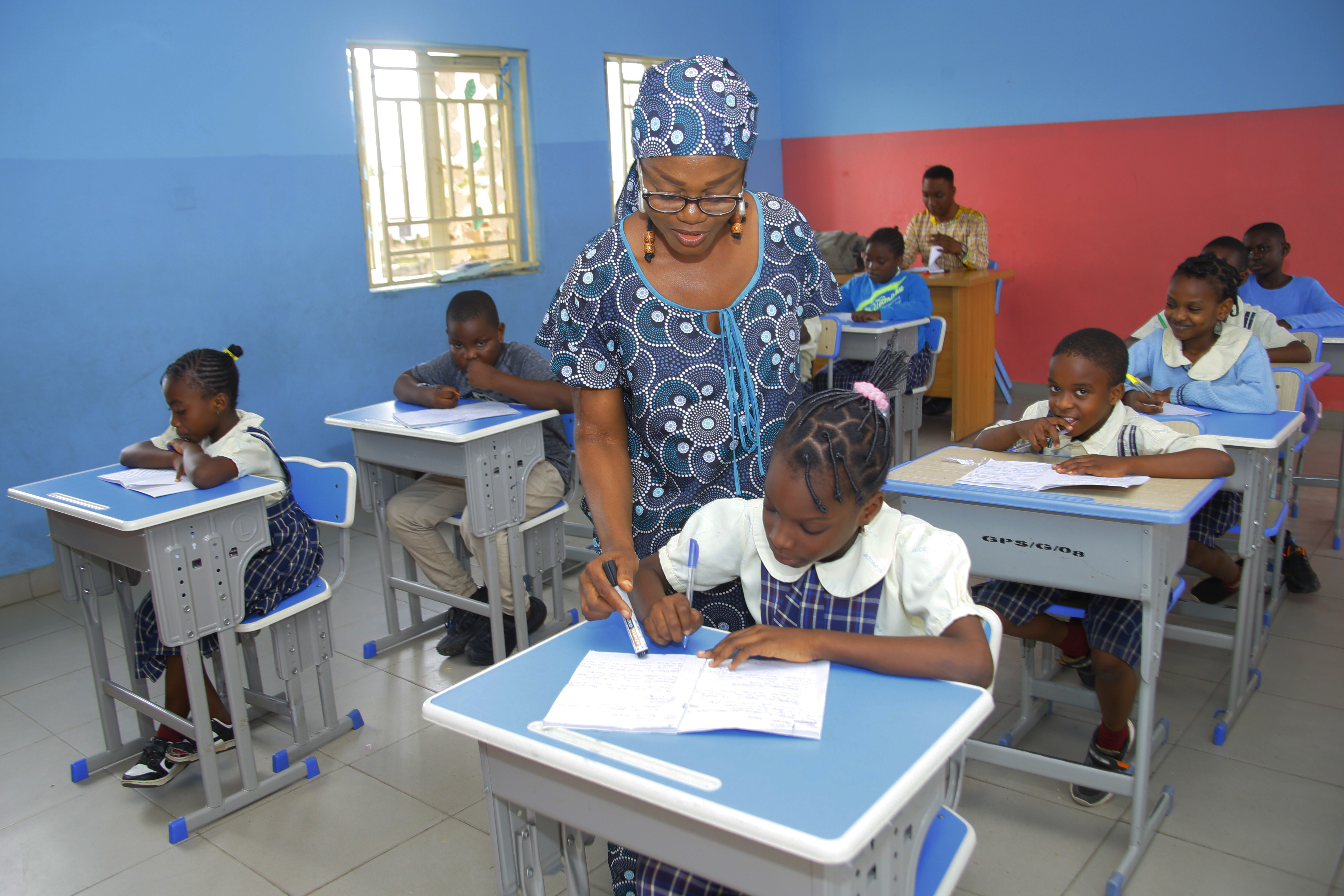 Teacher engaging students